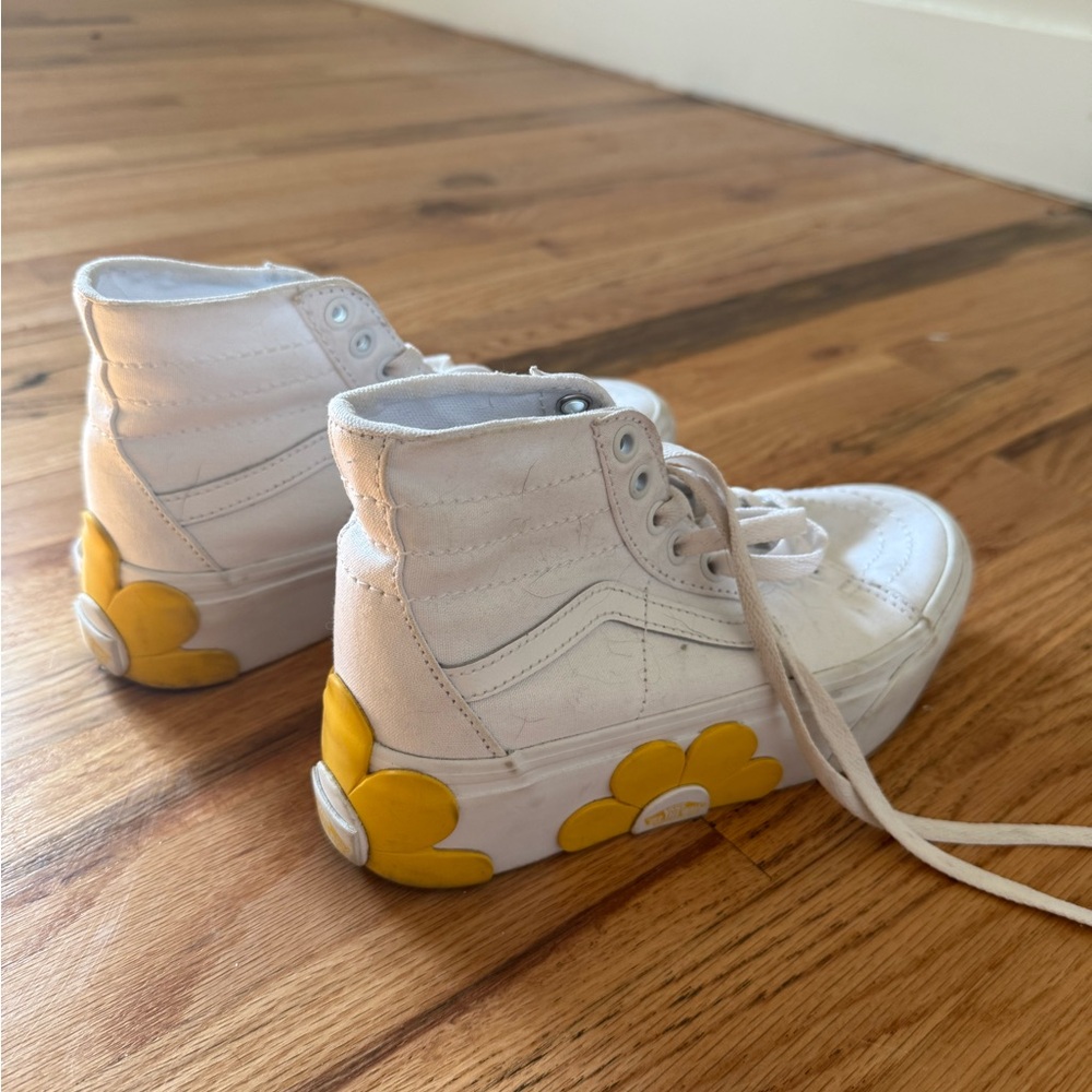 Vans White and Yellow Platform Shoes